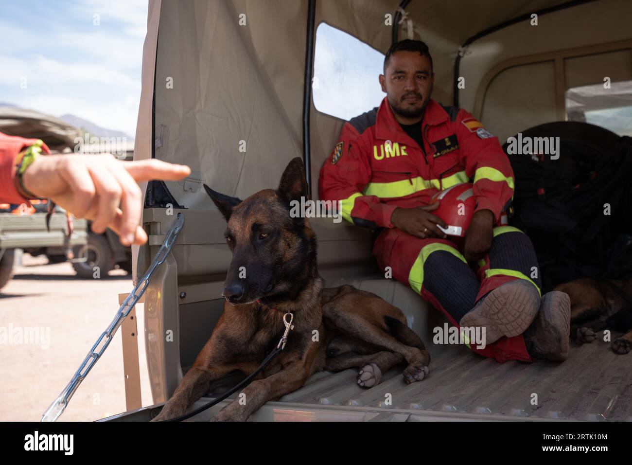 September 12, 2023, Talat N'Yaaqoub, Morocco: A rescue dog is seen ...