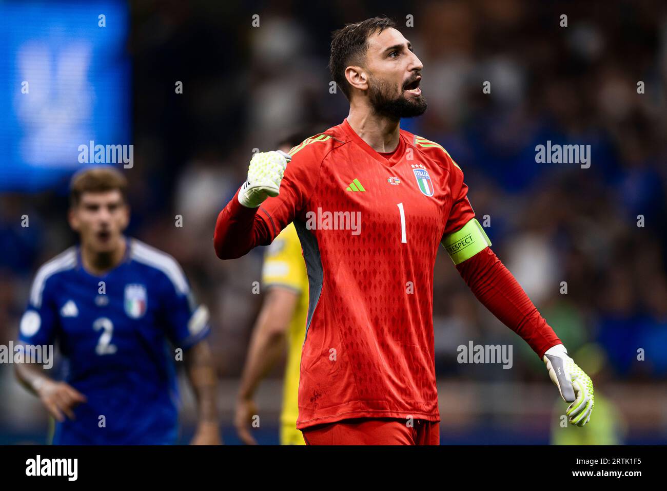 Gianluigi Donnarumma of Italy celebrates the victory at the end of the