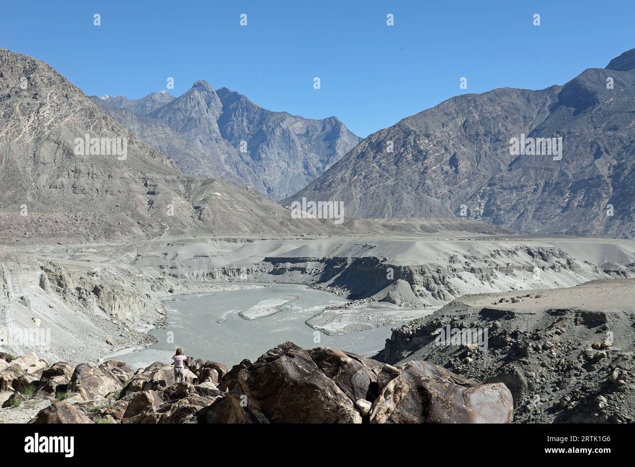 Junction of the three mountain ranges in northern Pakistan Stock Photo