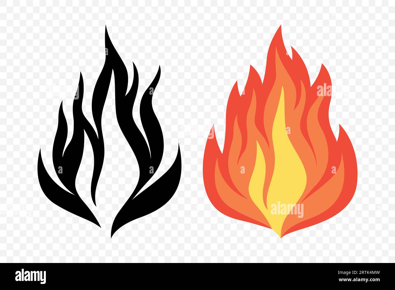 Flat Vector Fire Flame Icon Set. Campfire Shape Sign, Isolated. Bonfire ...