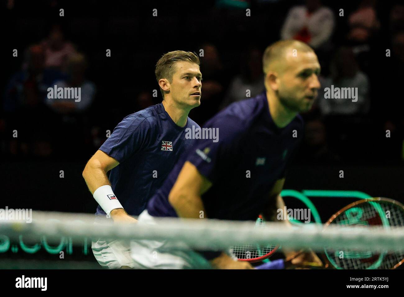 Neal Skupski (GBR) in action with Dan Evans during their doubles match