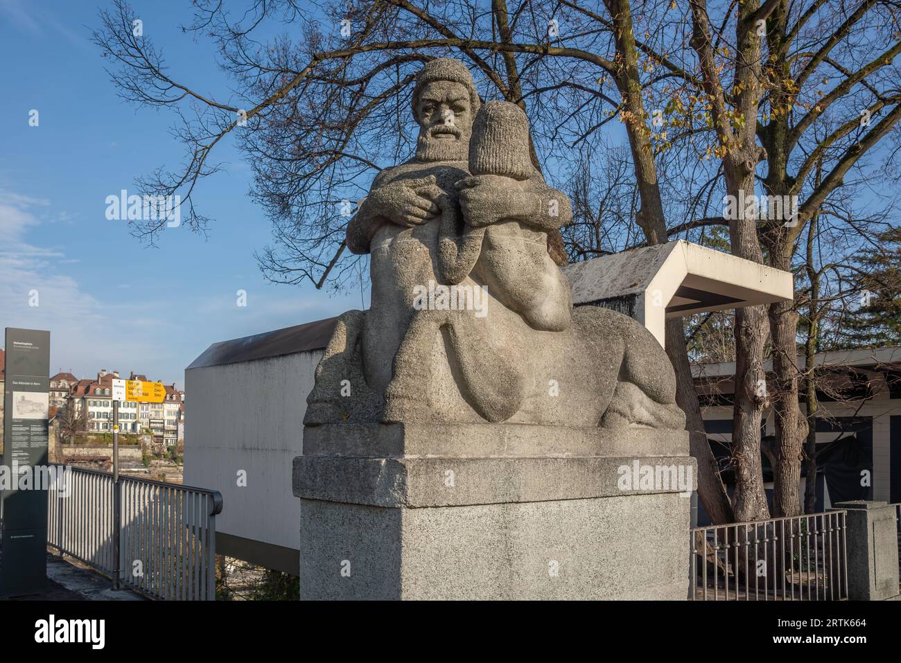Centaur Chiron Statue at Kirchenfeld Bridge - Bern, Switzerland Stock Photo