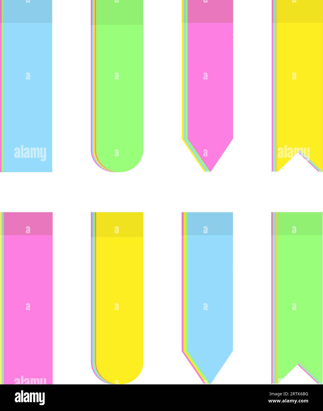 Set of colorful office sticky note strips in various shape in vibrant trendy shades. Isolate. Vector. EPS. Design elements for poster, banner, brochure, greetings or invitation cards, price tag or web Stock Vector
