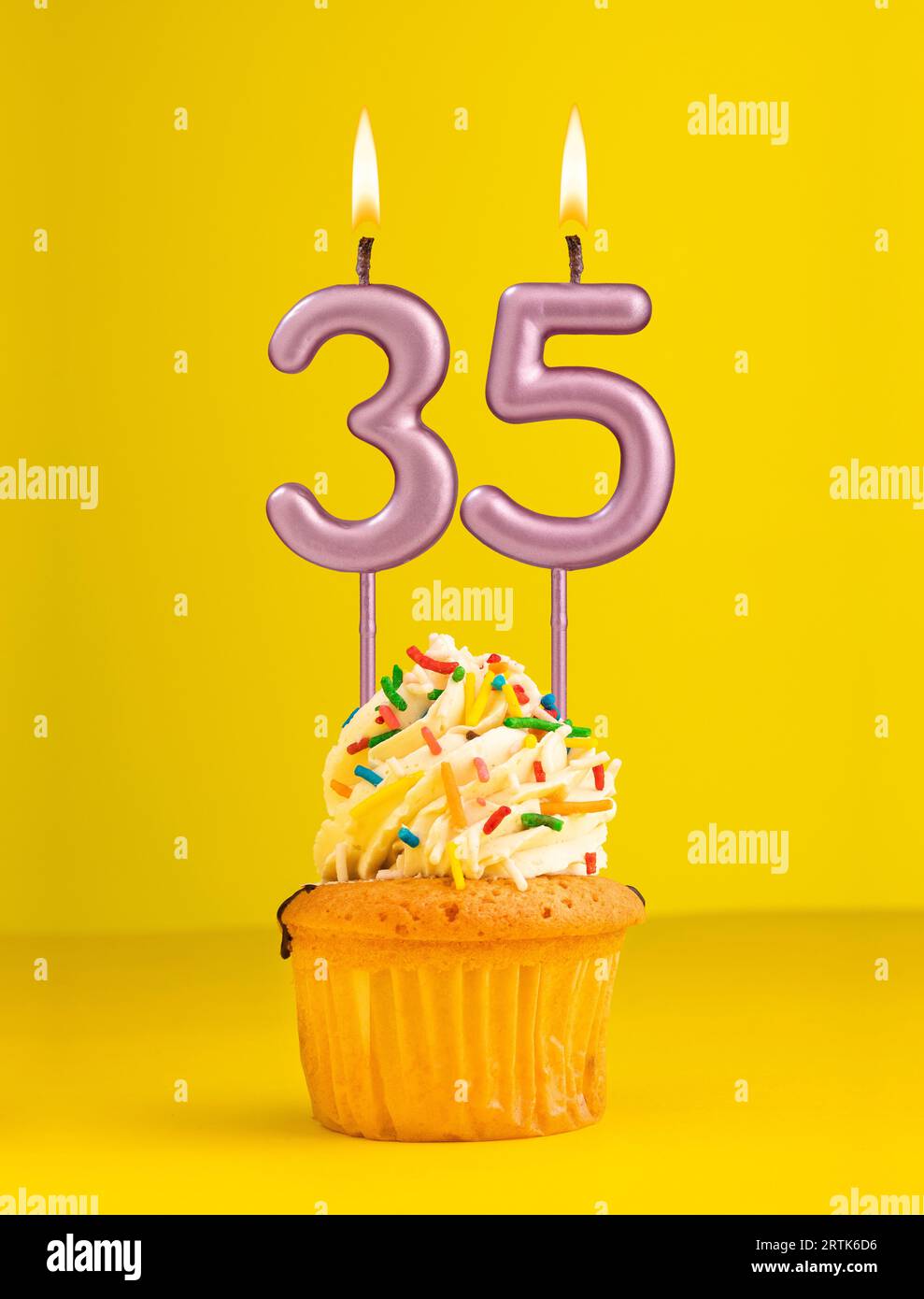 Birthday candle number 35 - Invitation card with yellow background ...