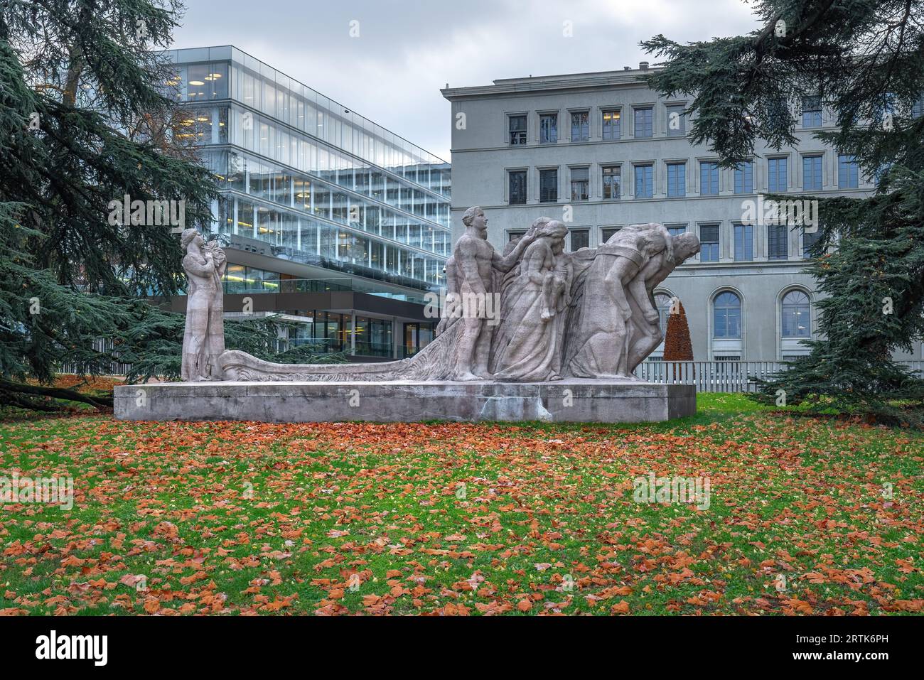 The Human Effort Sculpture by James Vibert - Geneva, Switzerland Stock Photo