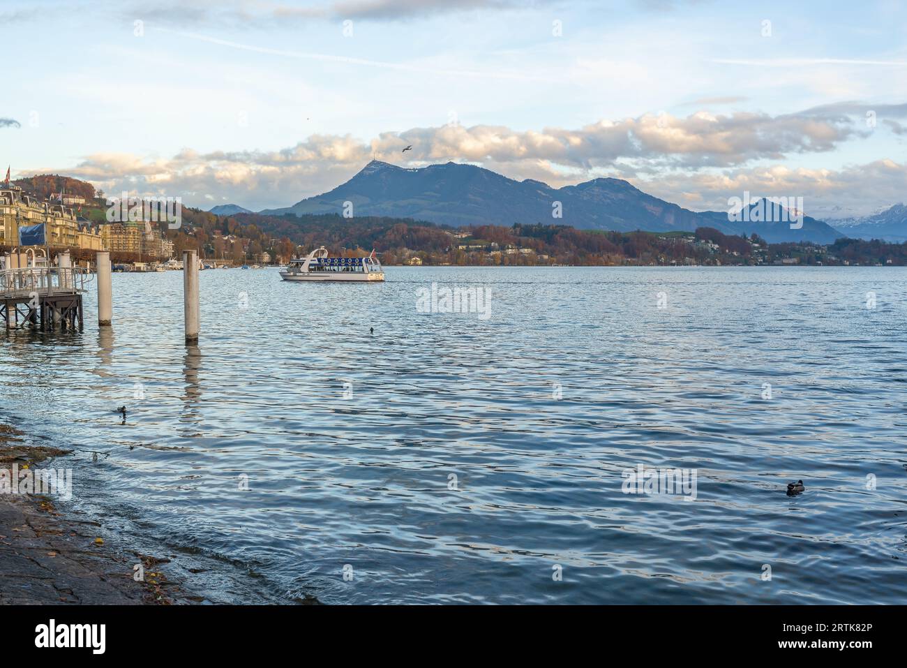 Swiss Alps and Mount Rigi view with Lake Lucerne - Lucerne, Switzerland Stock Photo