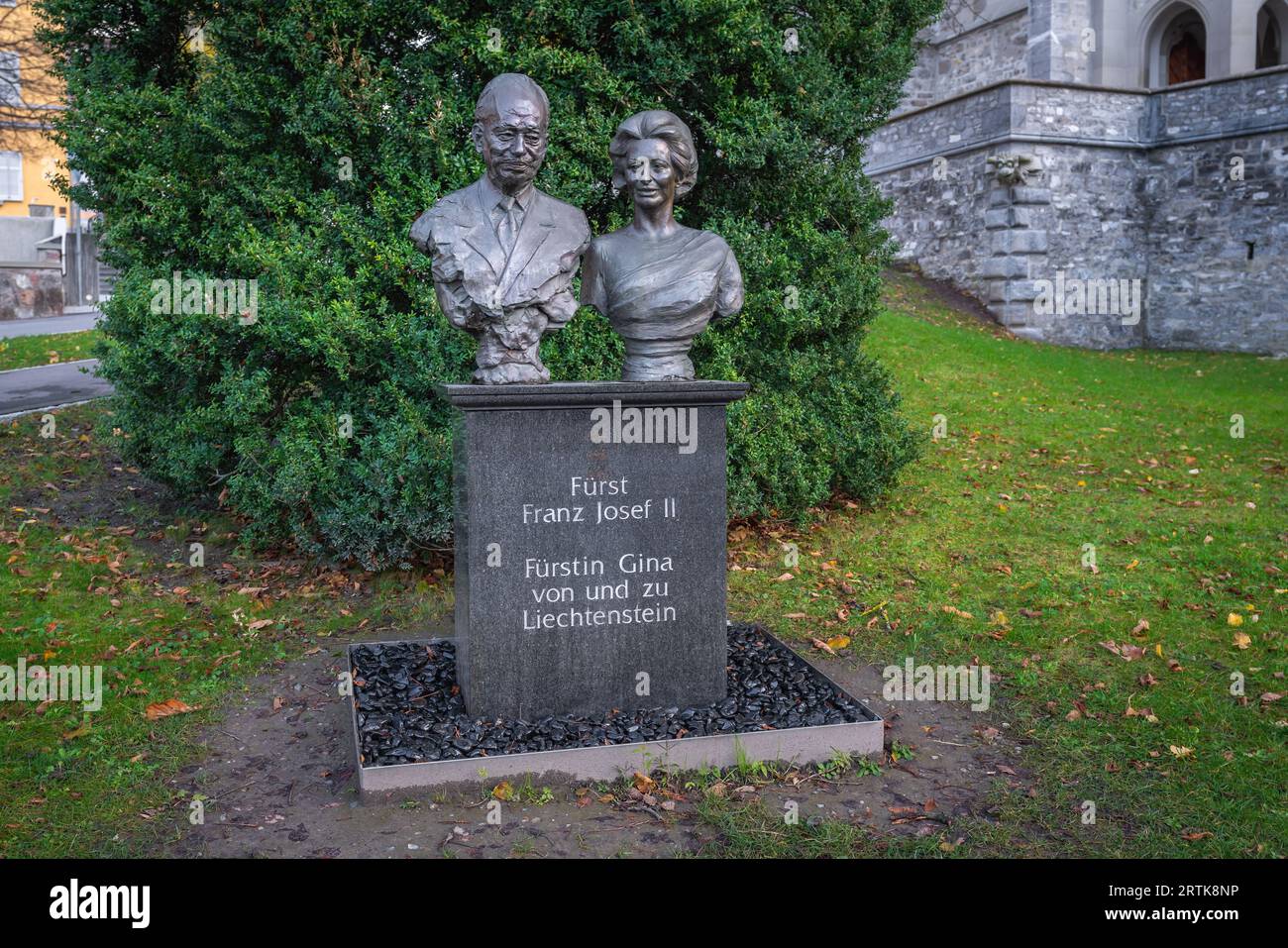 Prince Franz Josef III and Princess Gina Statue - Vaduz, Liechtenstein Stock Photo