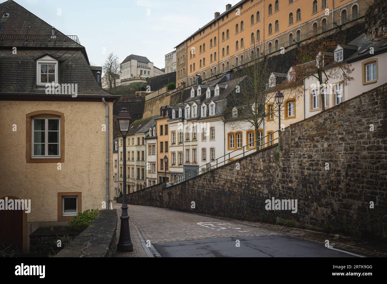 Charming Buildings in Luxembourg Old Town - Luxembourg City, Luxembourg Stock Photo