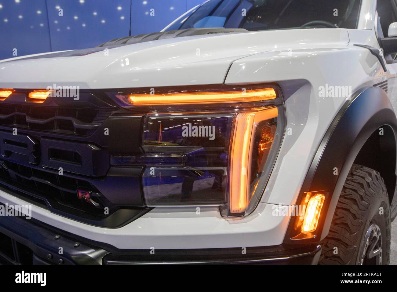 Detroit, Michigan, USA. 13th Sep, 2023. Detail of the 2024 F-150 Ford Raptor on display at the North American International Auto Show. Credit: Jim West/Alamy Live News Stock Photo