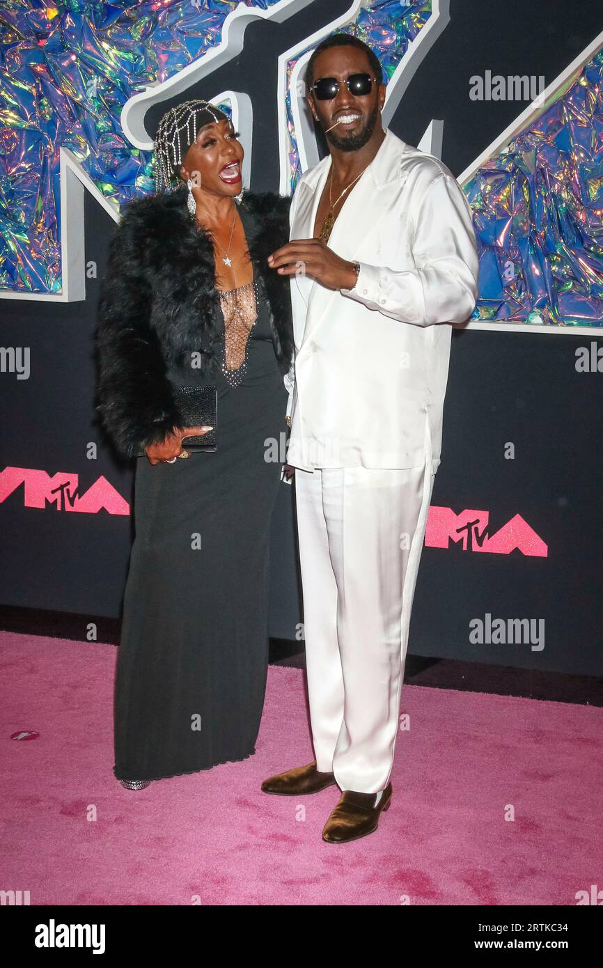 Janice Combs and Sean 'Diddy' Combs arrive on the pink carpet of the 2023 MTV Video Music Awards, VMAs, at Prudential Center in Newark, New Jersey, USA, on 12 September 2023. Credit: dpa picture alliance/Alamy Live News Stock Photo