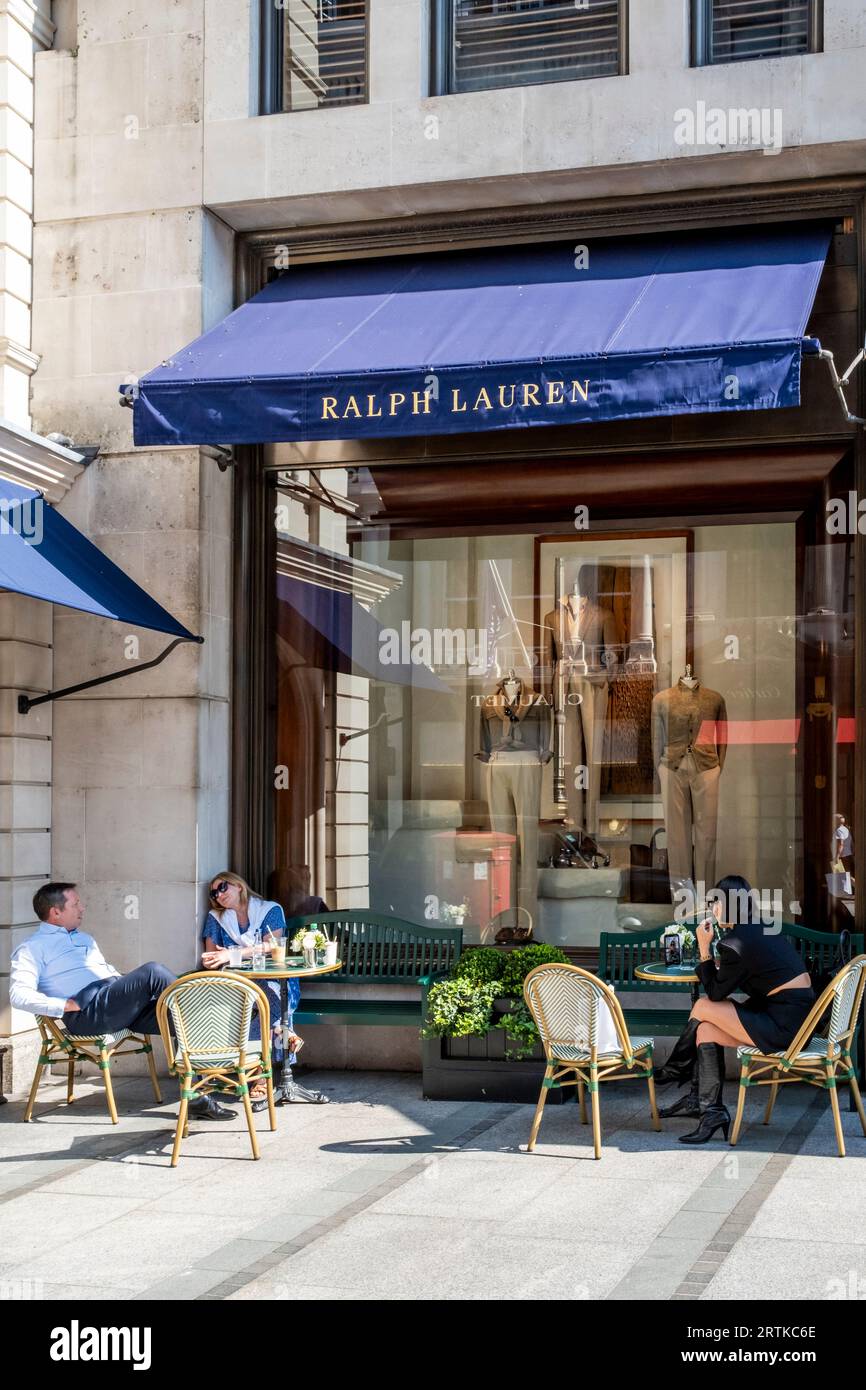 People Sitting Outside Ralph's Coffee, New Bond Street, London, UK. Stock Photo