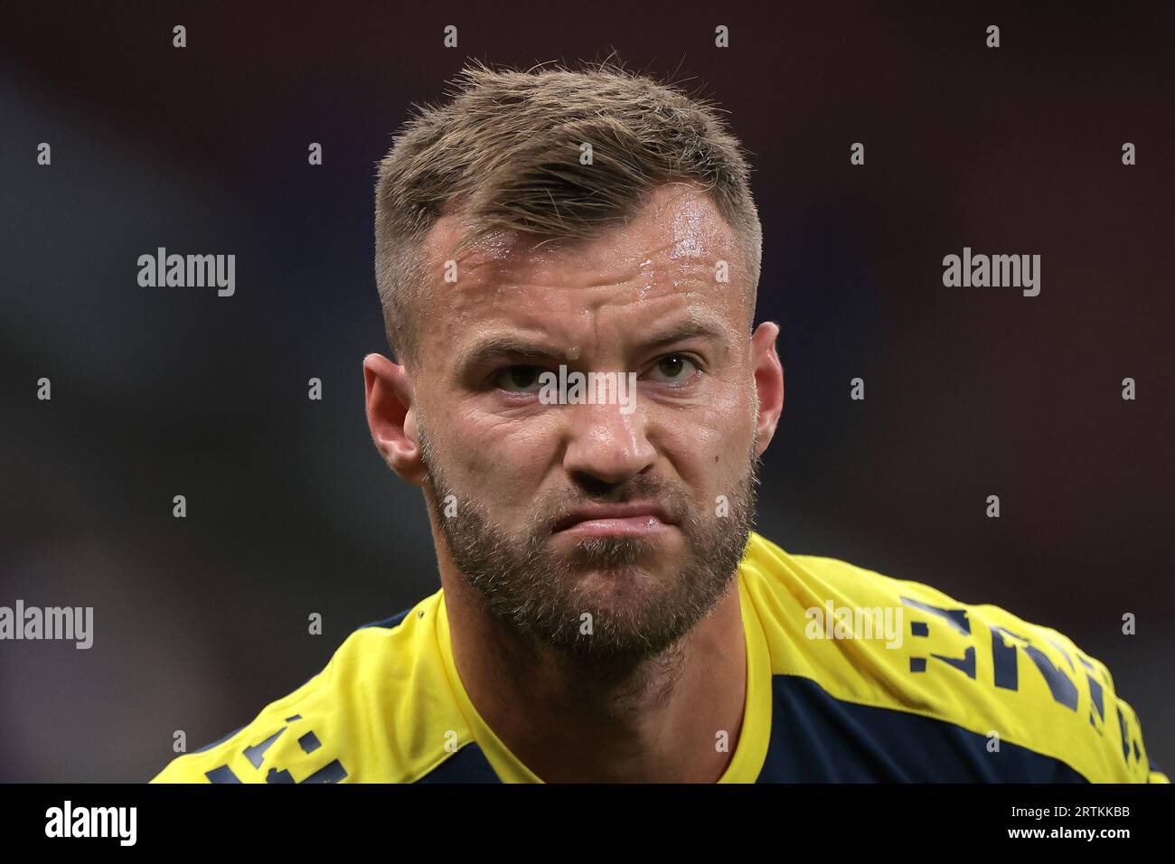 Milan, Italy. 12th Sep, 2023. Andriy Yarmolenko of Ukraine reacts during the warm up prior to the UEFA EURO 2024 match at Stadio Giuseppe Meazza, Milan. Picture credit should read: Jonathan Moscrop/Sportimage Credit: Sportimage Ltd/Alamy Live News Stock Photo