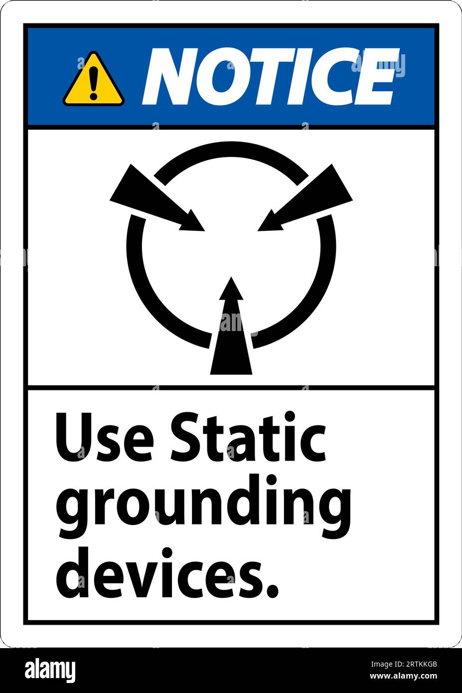 Notice Sign Use Static Grounding Devices Stock Vector