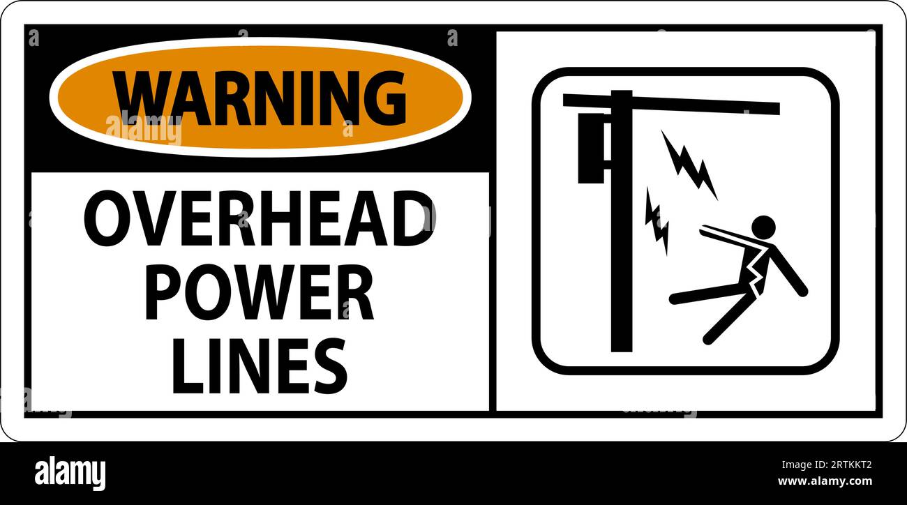 Warning Sign Overhead Power Lines Stock Vector Image & Art Alamy