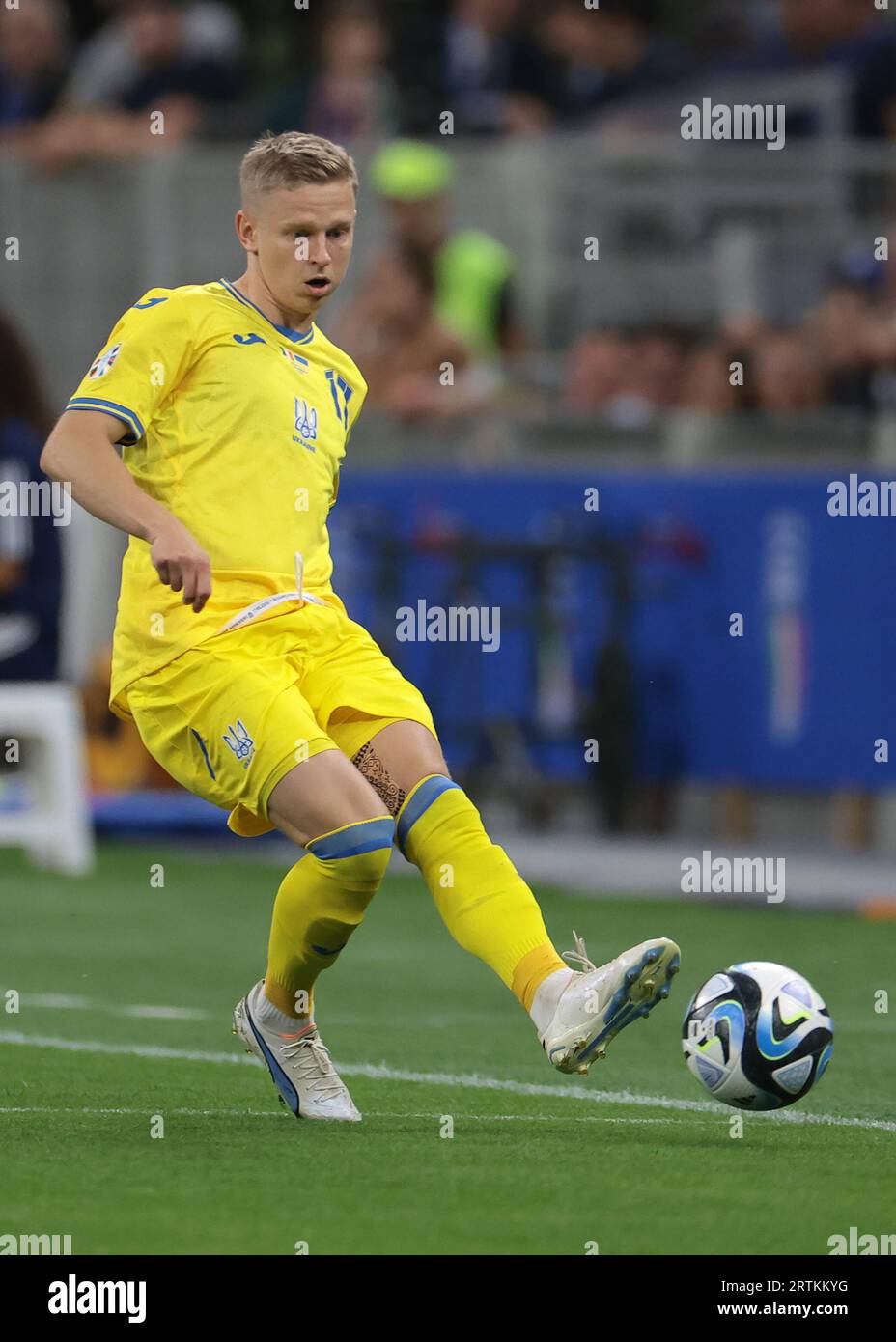 Milan, Italy. 12th Sep, 2023. Oleksandr Zinchenko of Ukraine during the UEFA EURO 2024 match at Stadio Giuseppe Meazza, Milan. Picture credit should read: Jonathan Moscrop/Sportimage Credit: Sportimage Ltd/Alamy Live News Stock Photo