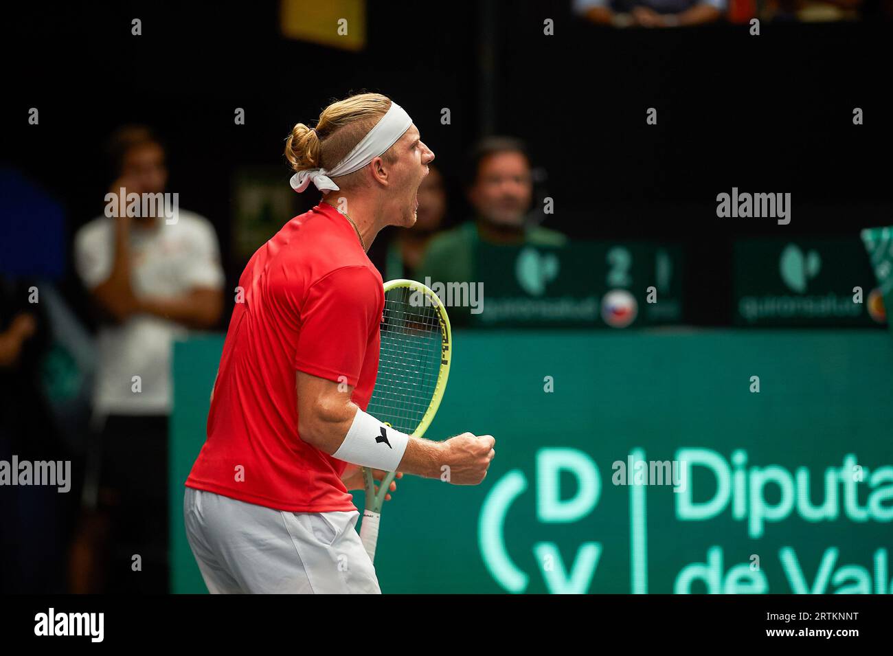 Valencia, Spain. 13th Sep, 2023. Alejandro Davidovich Fokina of Spain in action during the DAVIS CUP at The Pabellon Municipal de Fuente San Luis. (Photo by Germán Vidal/SOPA Images/Sipa USA) Credit: Sipa USA/Alamy Live News Stock Photo