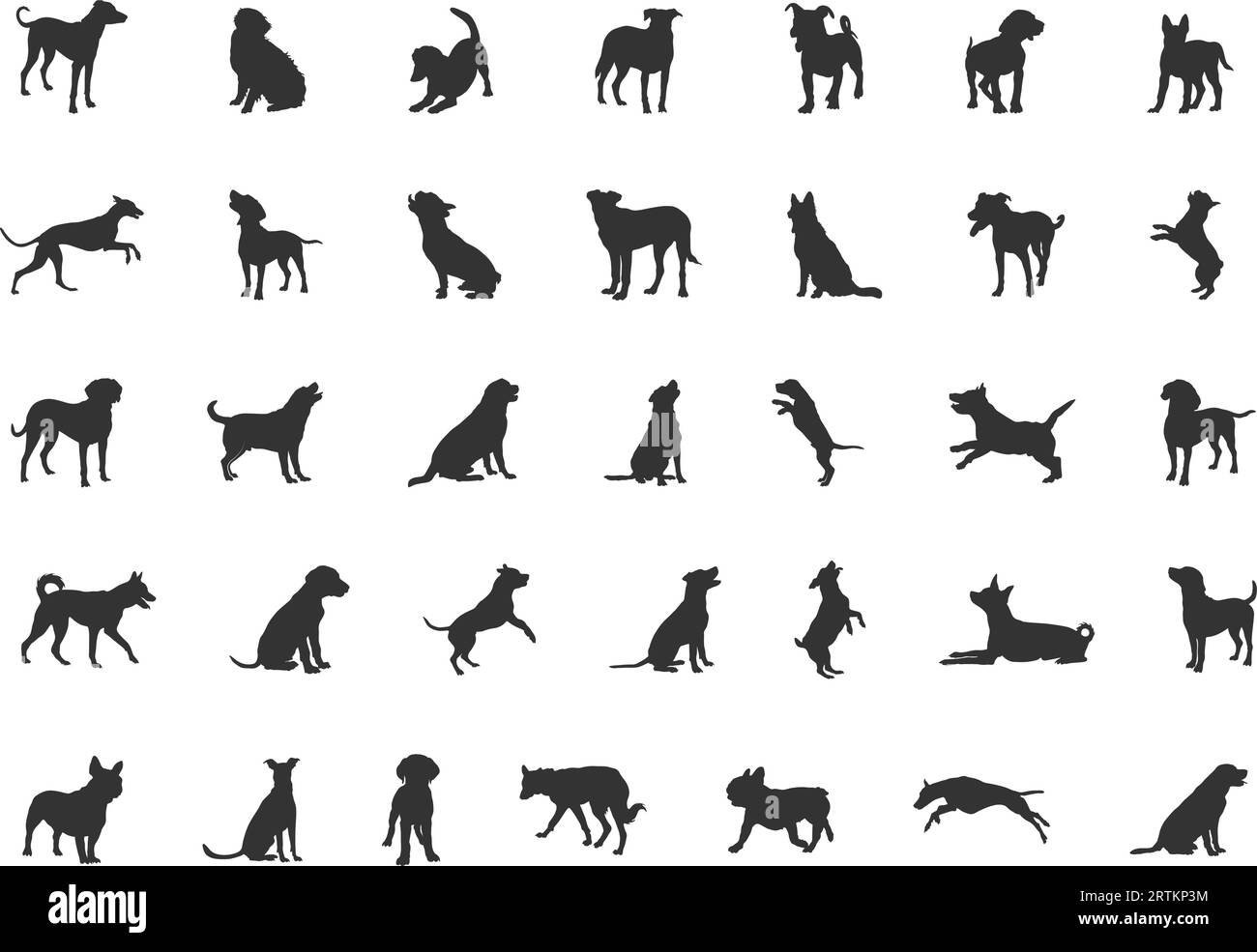Dog silhouette, Dog silhouette collection, Dog breeds silhouettes, Dog