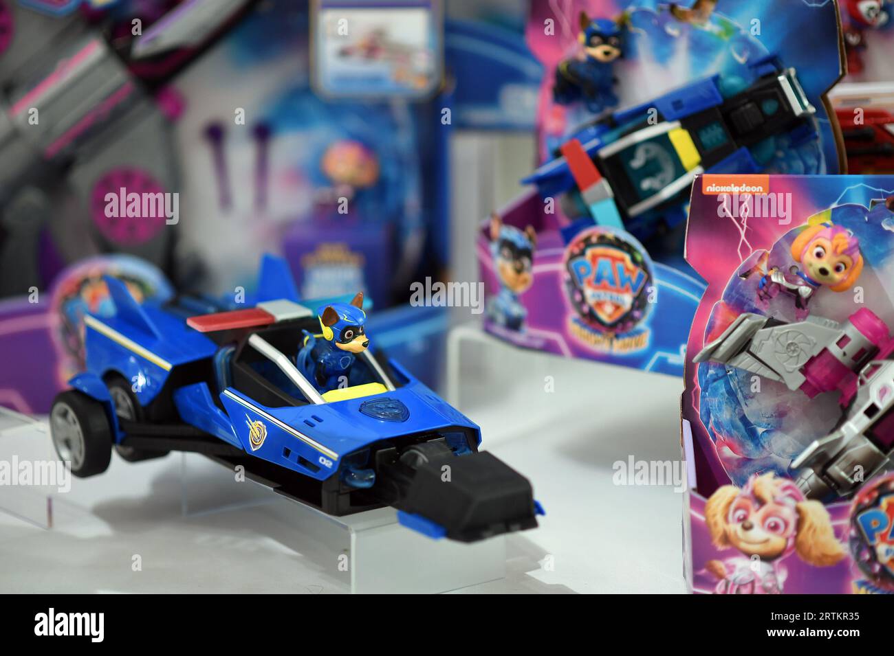 New York, USA. 13th Sep, 2023. Spin Master displays models of “Paw