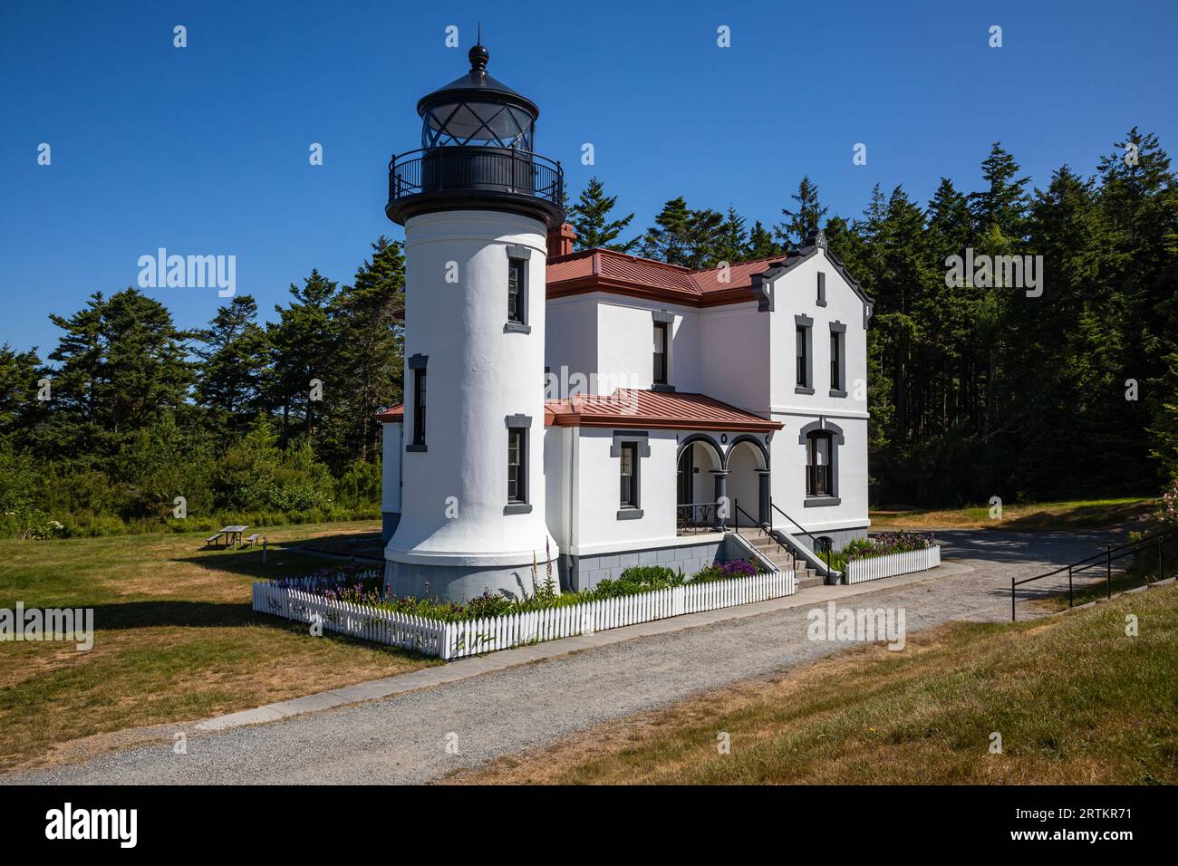 WA23603-00...WASHINGTON - Admiralty Head Lighthouse located in Fort Casey State Park, overlooking Admiralty Inlet. Stock Photo