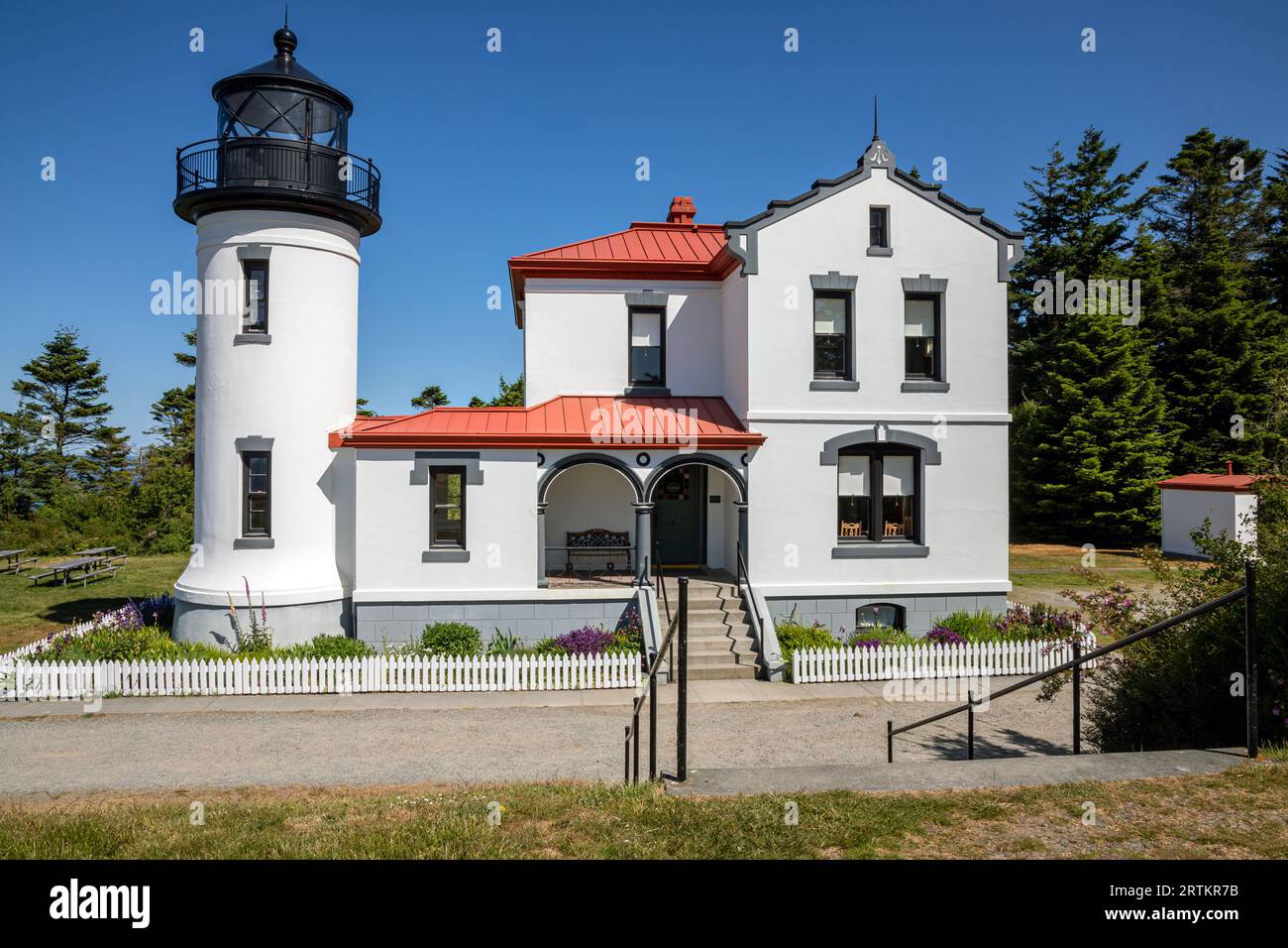 WA23605-00...WASHINGTON - Admiralty Head Lighthouse located in Fort Casey State Park, overlooking Admiralty Inlet. Stock Photo