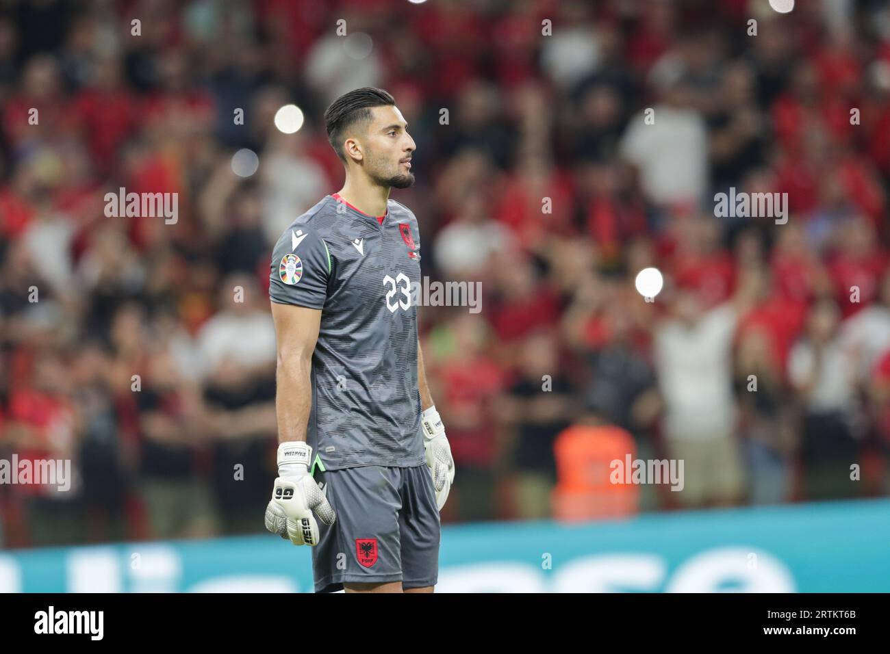 Tirana, Albania. 10th Sep, 2023. Thomas Strakosha of Albania seen during the European Championship 2024-Qualifying round Match between Albania and Poland at Air Albania Stadium. Final score; Albania 2:0 Poland. (Photo by Grzegorz Wajda/SOPA Images/Sipa USA) Credit: Sipa USA/Alamy Live News Stock Photo