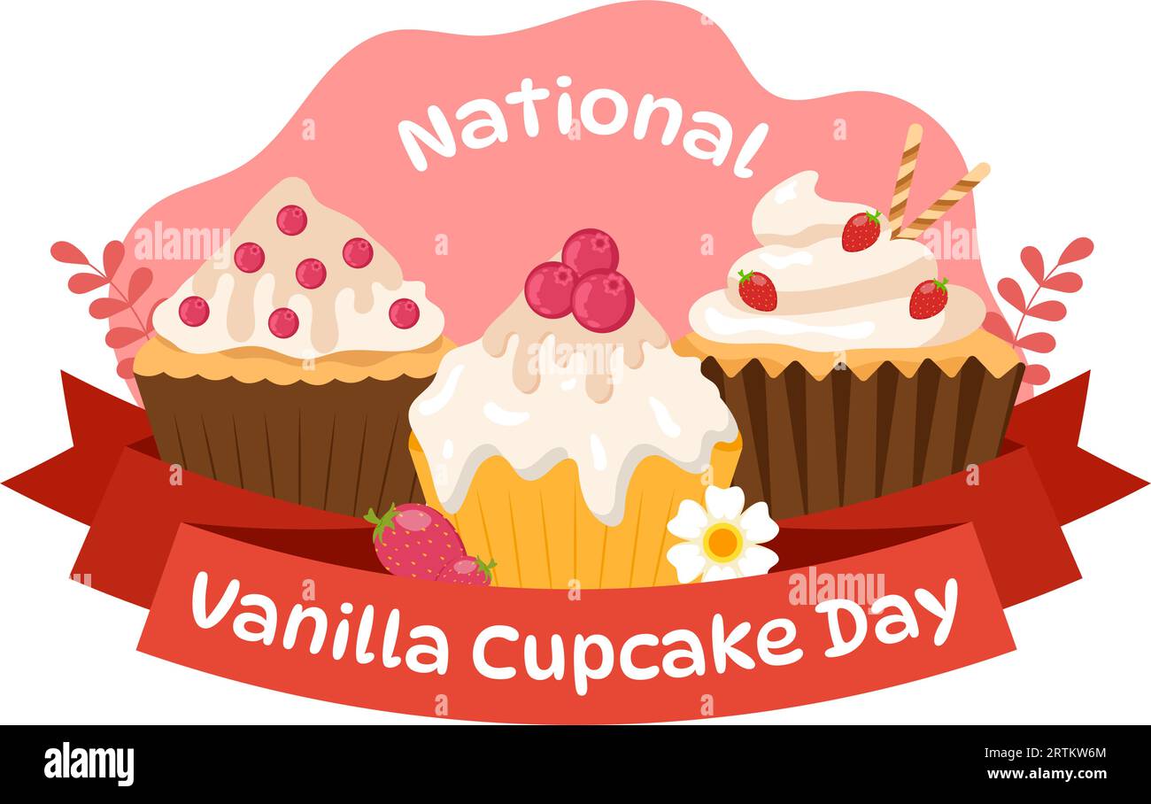 National Vanilla Cupcake Day Vector Illustration on 10 November of