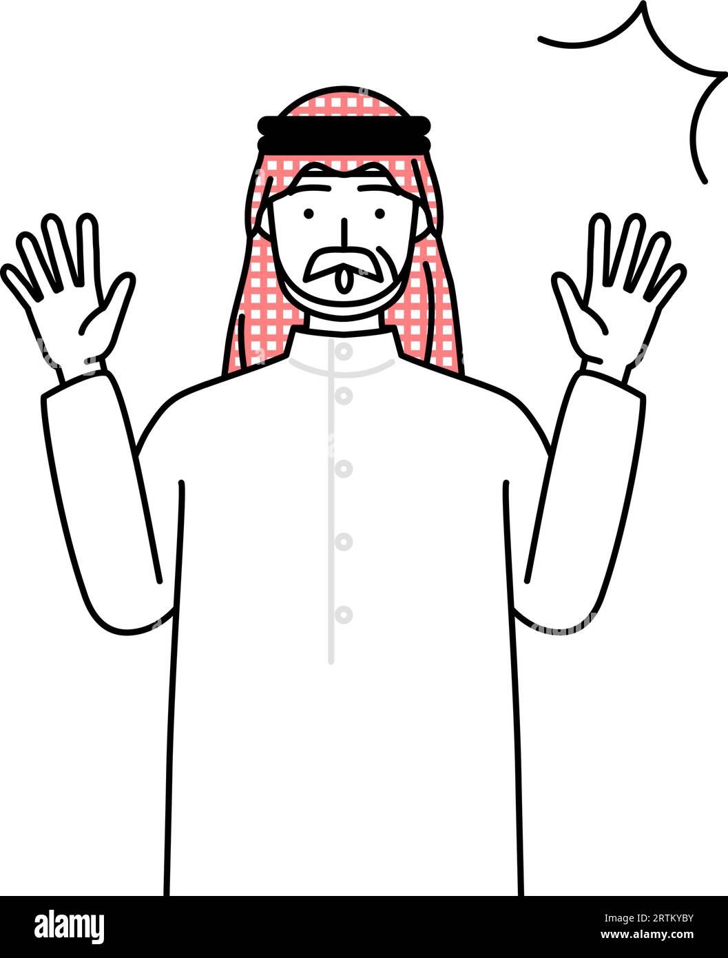 Senior Muslim Man raising his hand in surprise, Vector Illustration