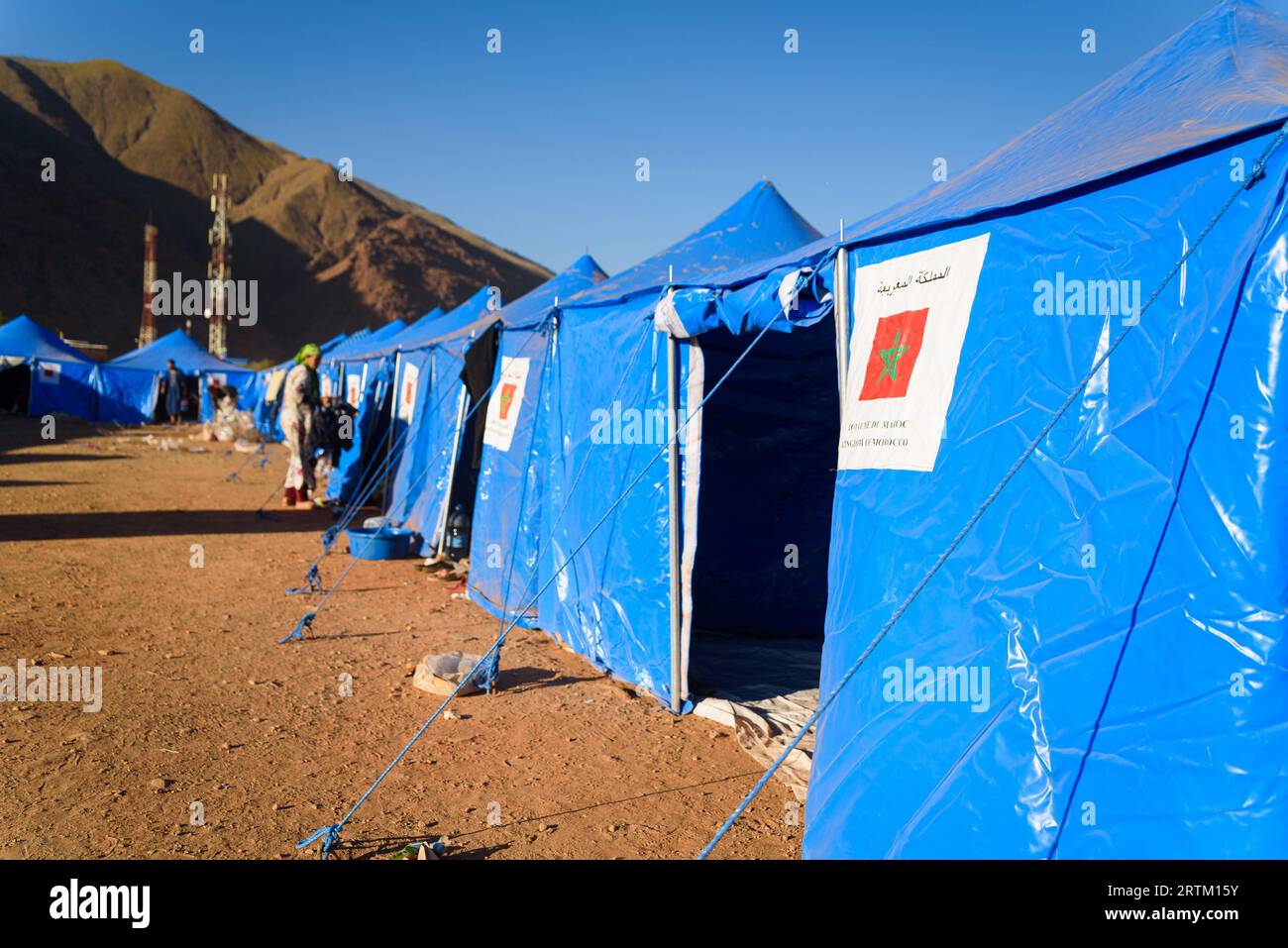 View of Ijoukak, Morocco. 11th Sep, 2023. Tents are seen at a refugee camp in ...