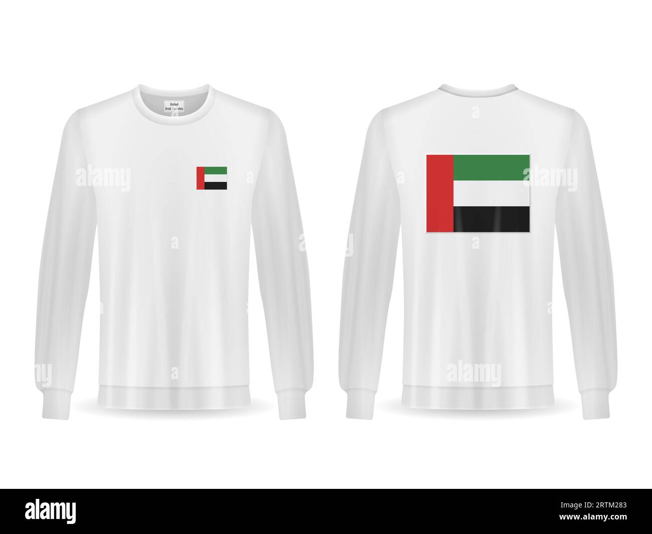 Sweatshirt with UAE flag on a white background. Vector illustration. Stock Photo