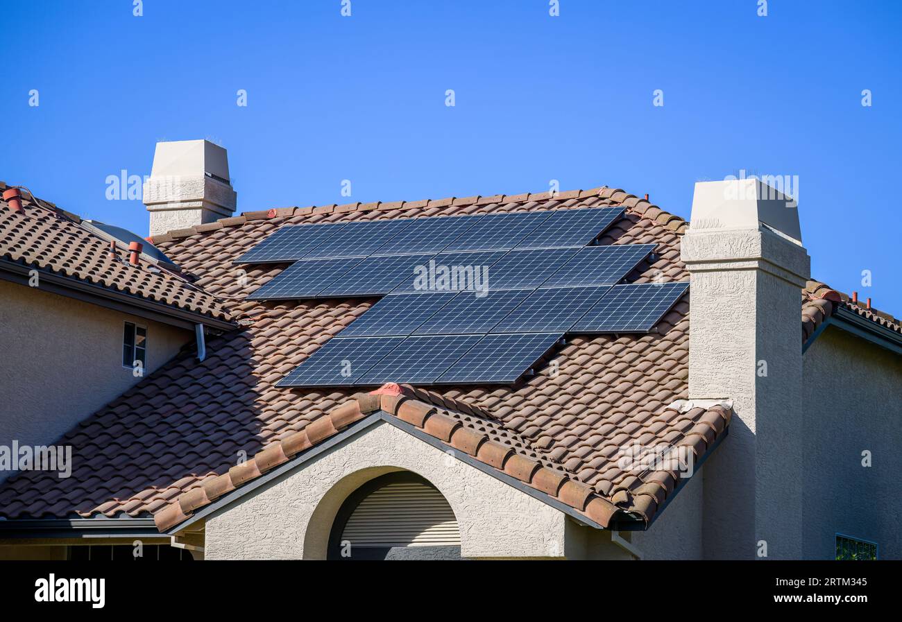 Solar panels on rooftop in California Stock Photo Alamy