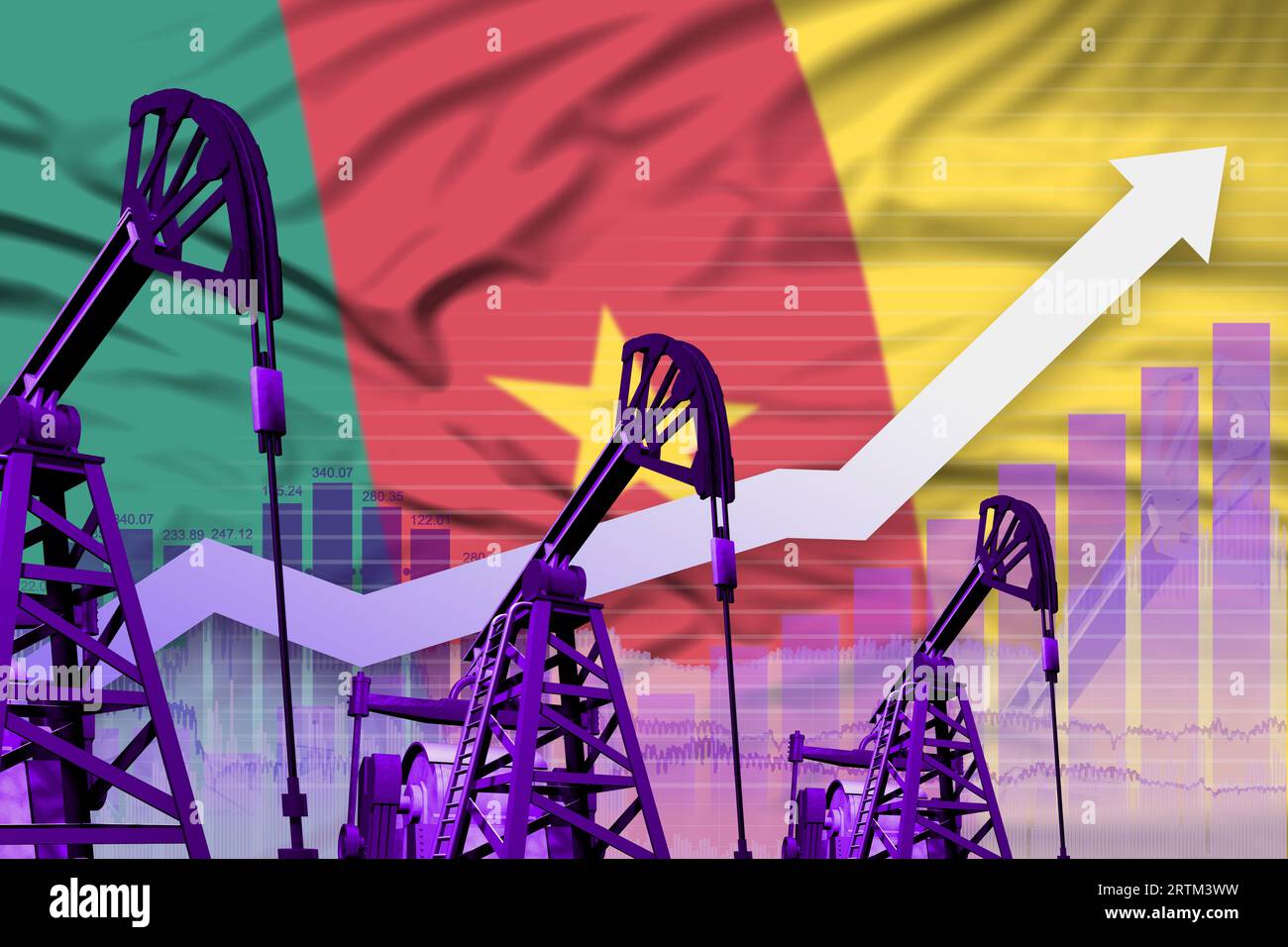 Cameroon oil industry concept, industrial illustration - rising up ...