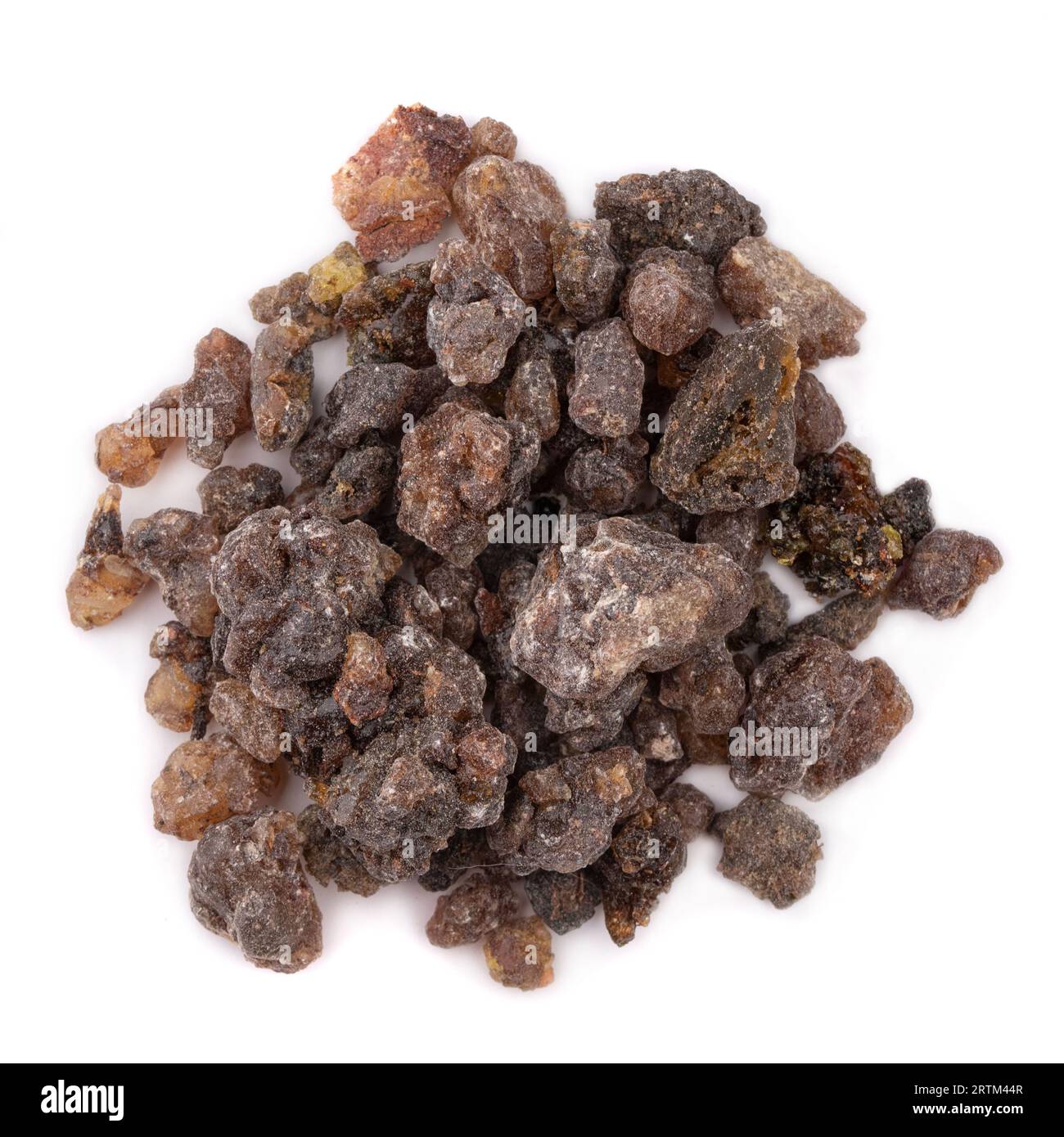 A pile of Guggul resin isolated on white background Stock Photo