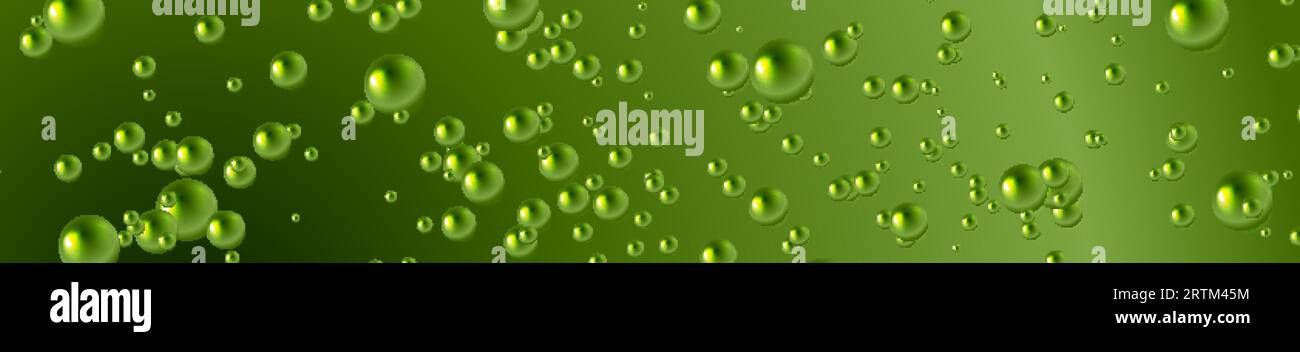 Green 3d water drops abstract tech background. Vector web banner design Stock Vector
