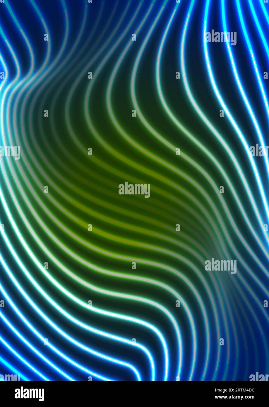 Abstract futuristic green blue neon wavy lines graphic design. Curved ...