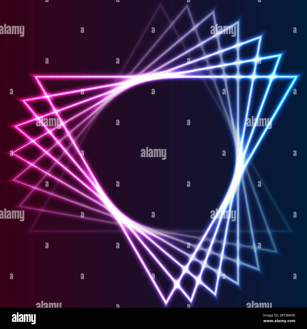 Blue and purple retro neon laser triangles abstract background. Glowing ...