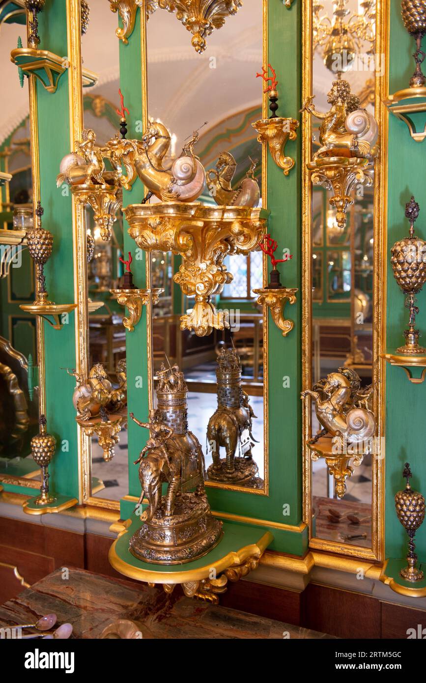 Visiting the Grünes Gewölbe or Green Vault, a museum in Dresden, Germany. Containing the largest 