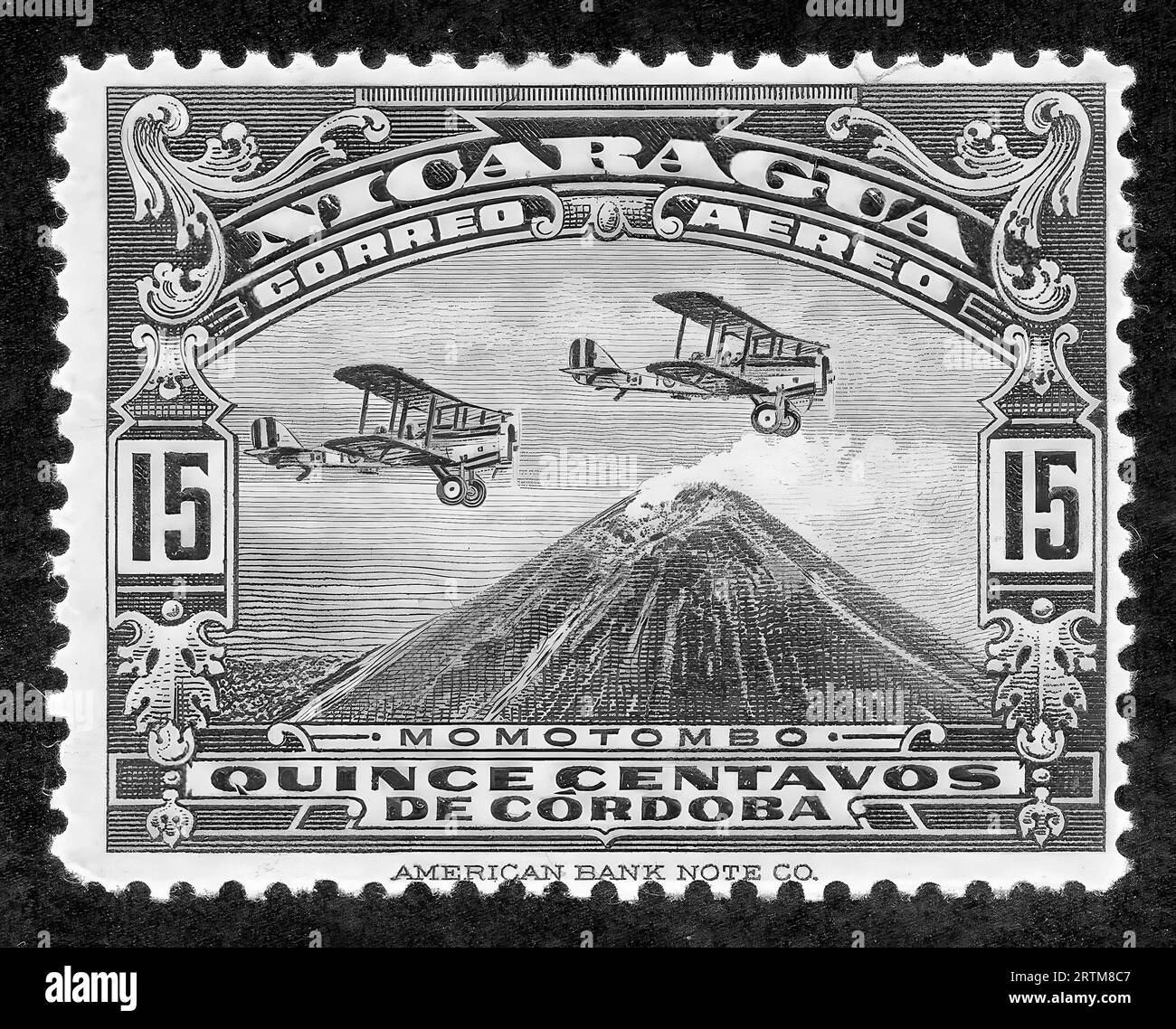 stamp-print-in-nicaragua-airplanes-stock-photo-alamy