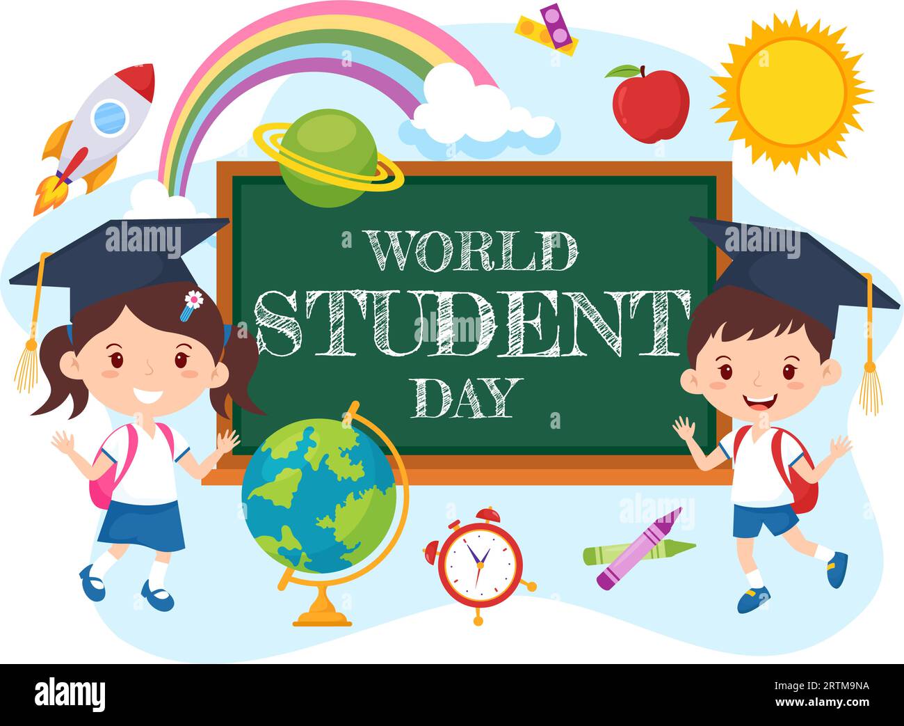 World Students Day Vector Illustration on October 15 with Student, Book ...