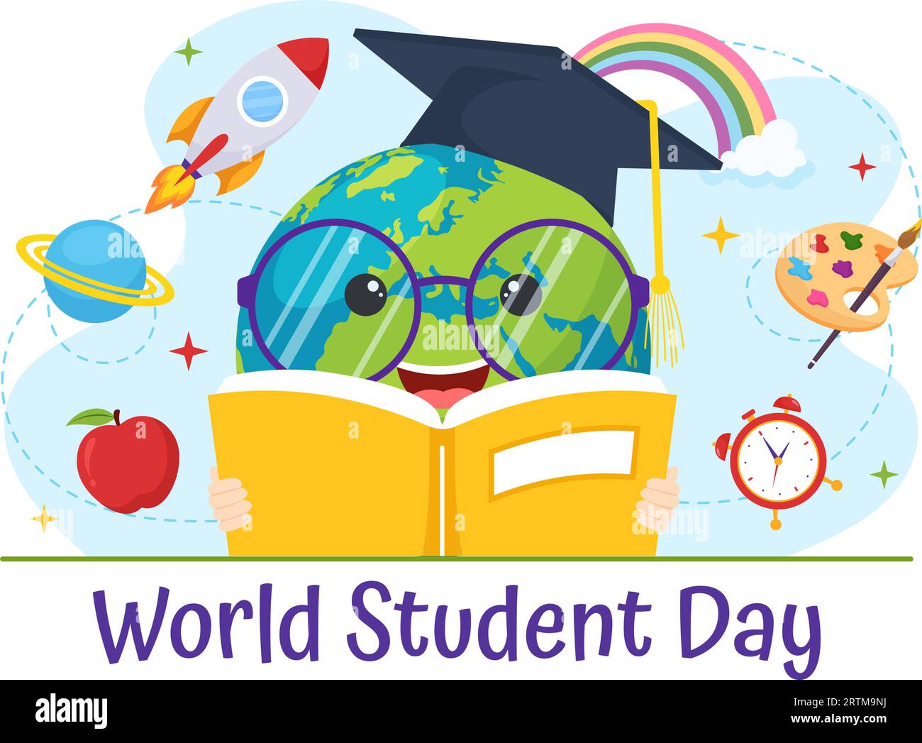 World Students Day Vector Illustration on October 15 with Student, Book