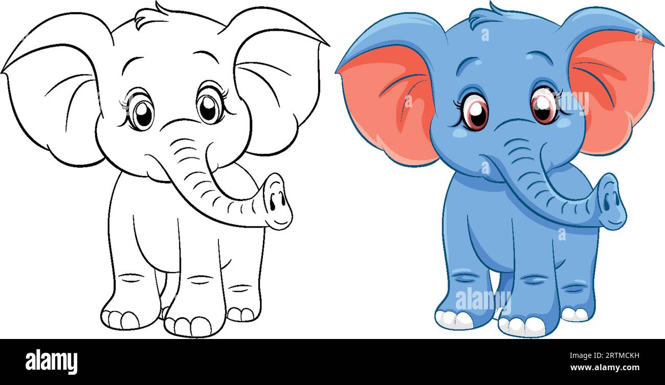 Coloring Page Outline of Cute Elephant illustration Stock Vector Image ...