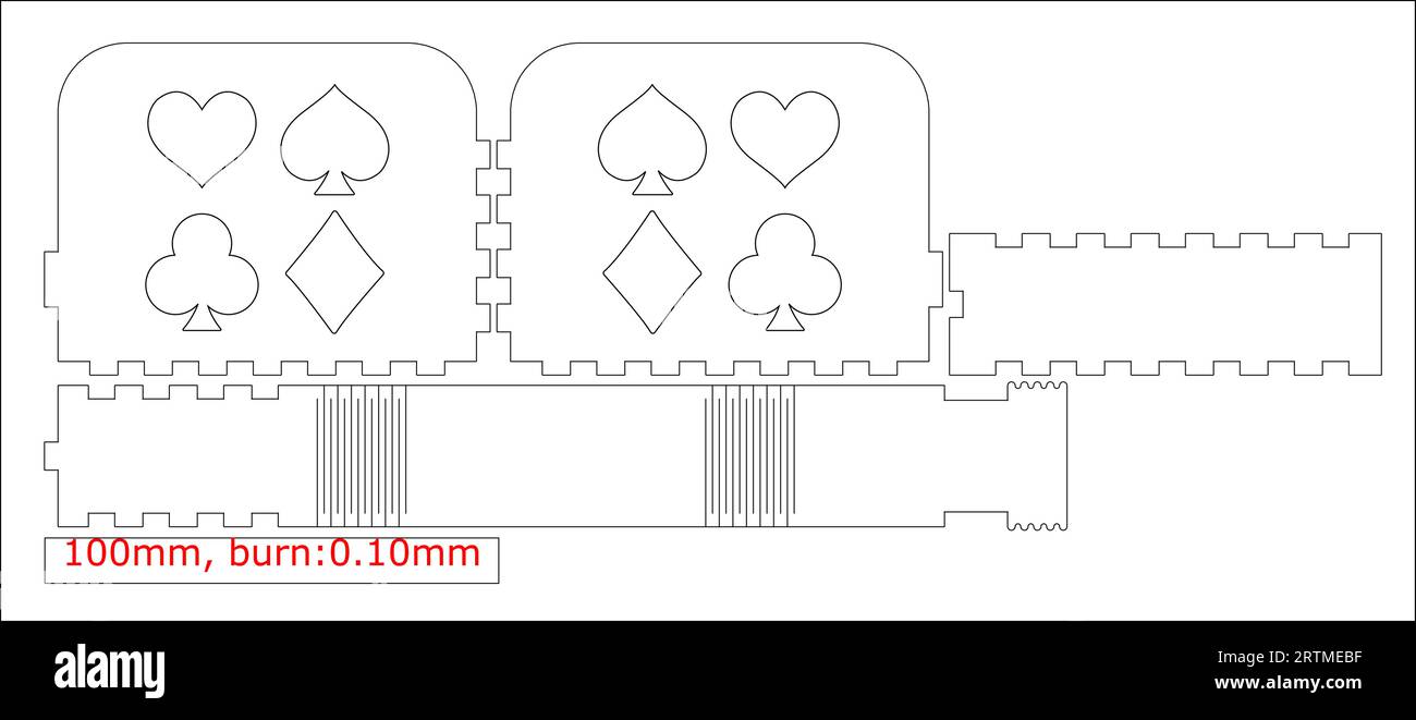 Playing cards box Cnc. laser cut Material thickness 3 mm No glue Vector