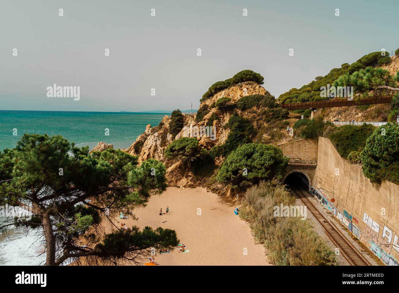 La Vinyeta Nudist Cove beach in Calella. A picturesque beach between