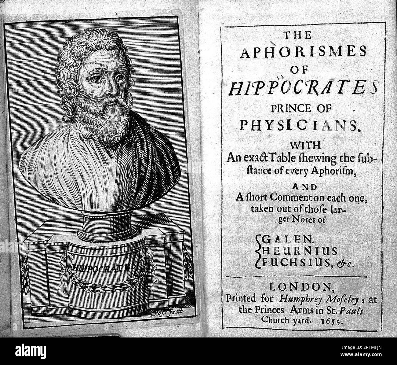 The aphorismes of Hippocrates, 460 – c. 370 B.C., prince of physicians with an exact table showing the substance of every aphorism and a short comment on each one Stock Photo