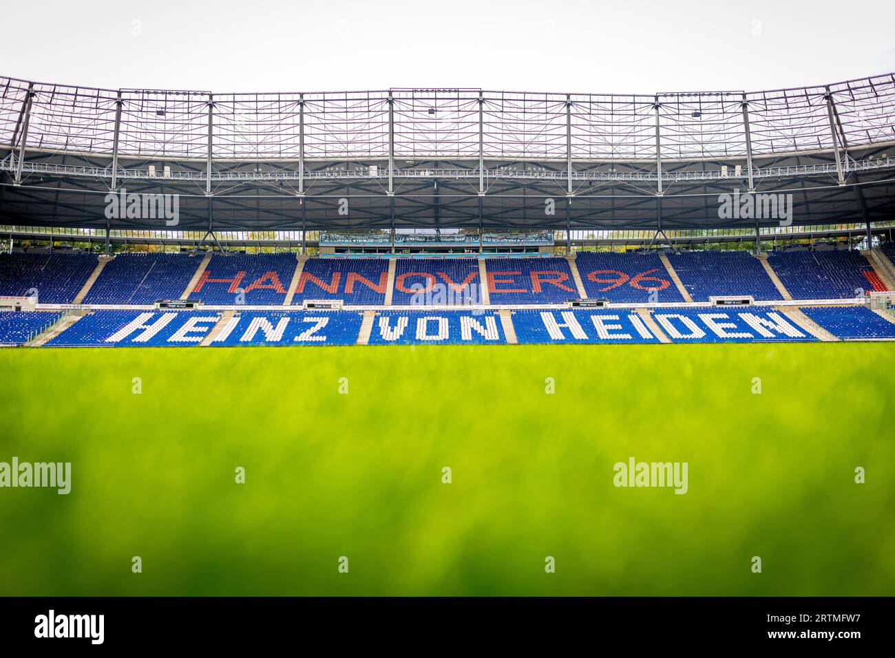 Hanover, Germany. 12th Sep, 2023. View of a grandstand in the Heinz von Heiden Arena. Credit: Moritz Frankenberg/dpa/Alamy Live News Stock Photo