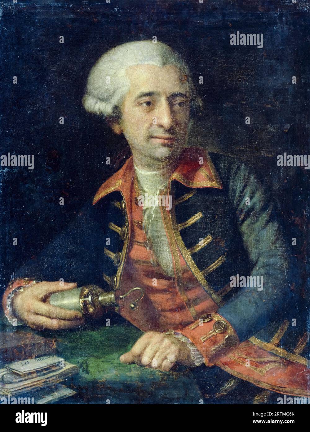 Antoine Lavoisier (1743-1794), French nobleman and chemist in the uniform of inspector general of gunpowder for land and sea armies, portrait painting in oil by François-Louis Brossard de Beaulieu or Marie-Renée-Geneviève Brossard de Beaulieu, 1784 Stock Photo