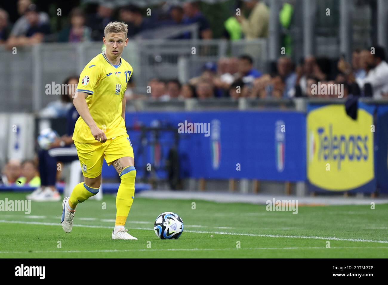 Oleksandr Zinchenko of Ukraine controls the ball during the UEFA EURO
