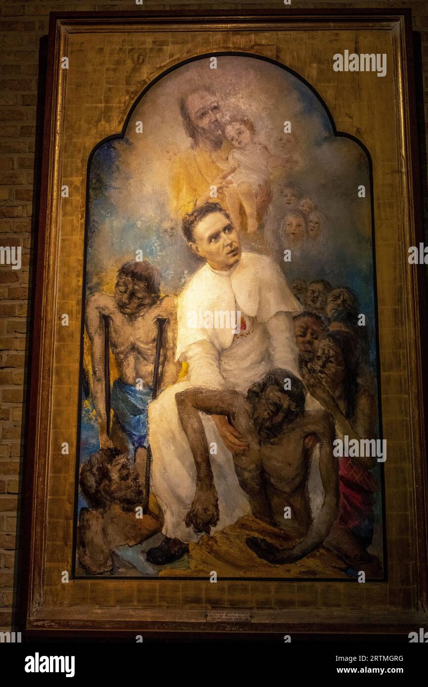 St Anthony’s catholic church, Leuven, Belgium. 1966 painting depicting