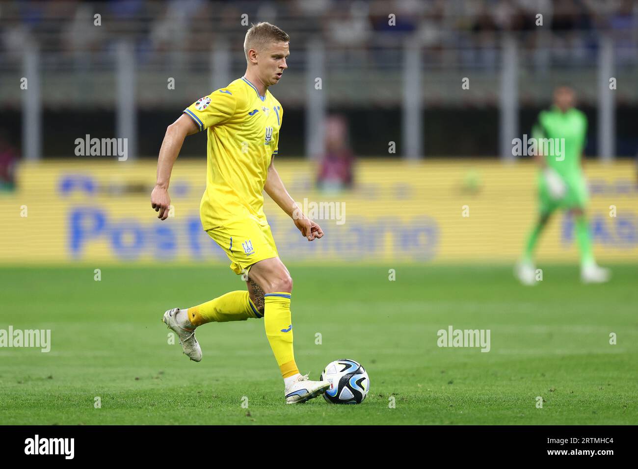 Oleksandr Zinchenko of Ukraine controls the ball during the UEFA EURO