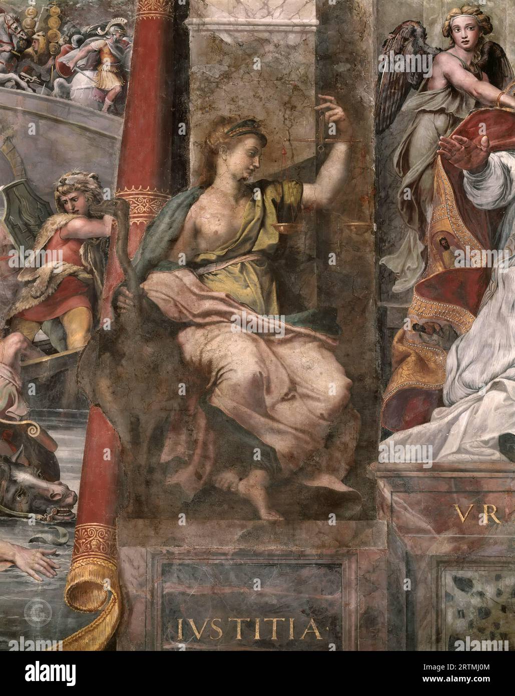 Giulio Romano – Justitia  1520-24. Sala di Costantino Stock Photo