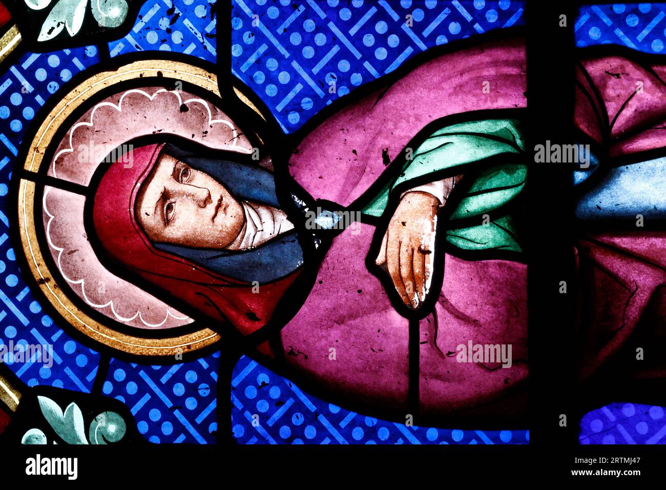 Catholic church. Stained glass window. Amata of Assisi was a Poor Clare